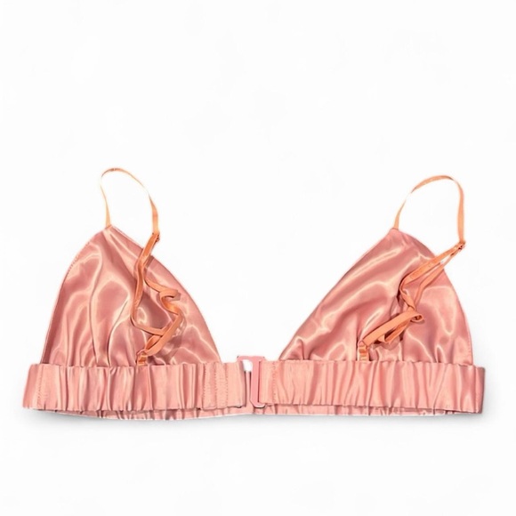 AFRM Frieda Satin Shirt & Bra Set Blush Pink XS